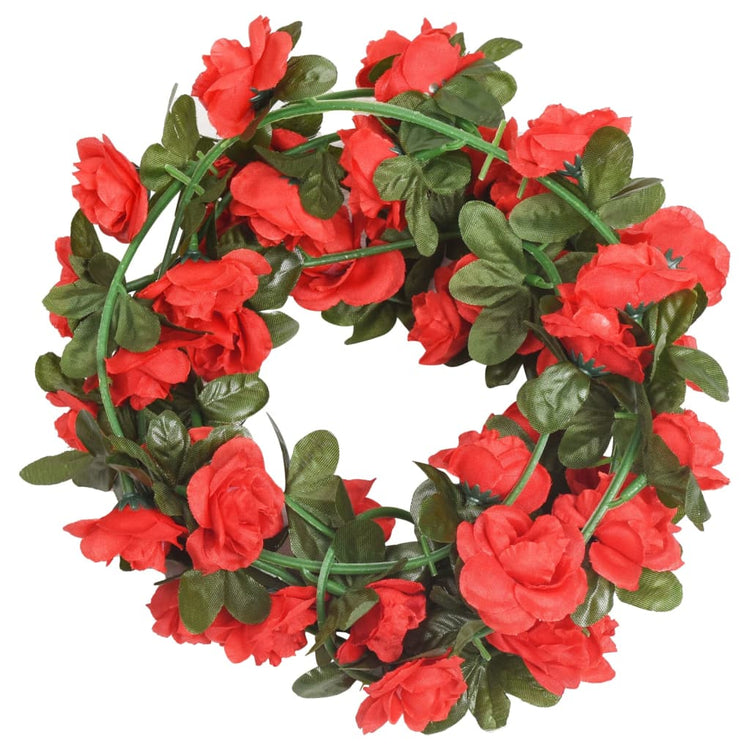 Vidaxl Garlands de Noël avec des fleurs 6 st 240 cm de rouge