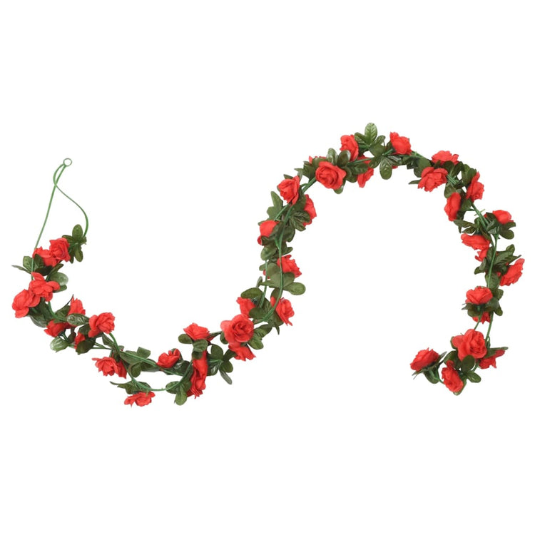 Vidaxl Garlands de Noël avec des fleurs 6 st 240 cm de rouge