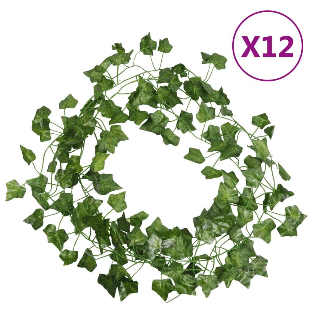 Vidaxl Garlands de Noël Ivy 12 st 200 cm vert