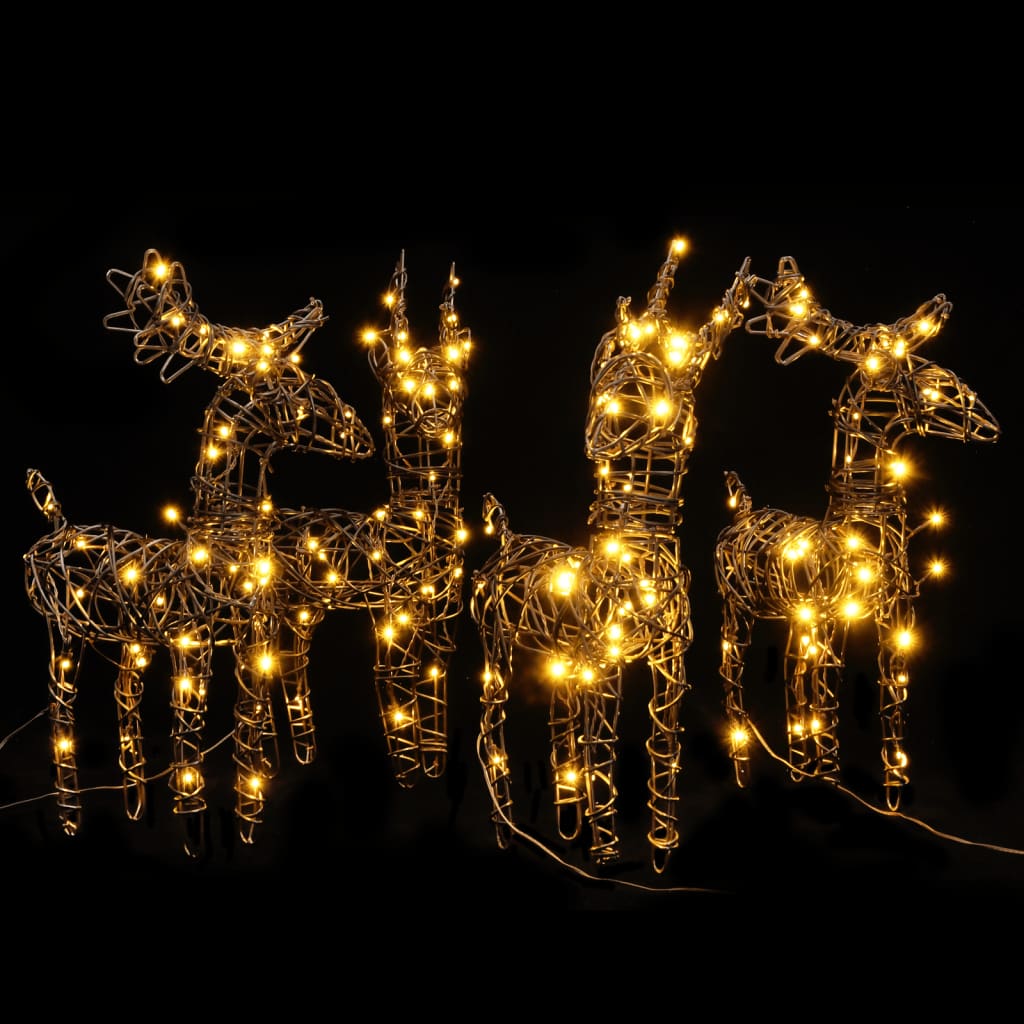 Vidaxl Christmas Decorations Rendeer Family 4 ST 160 LEDS RATTAN WHITE