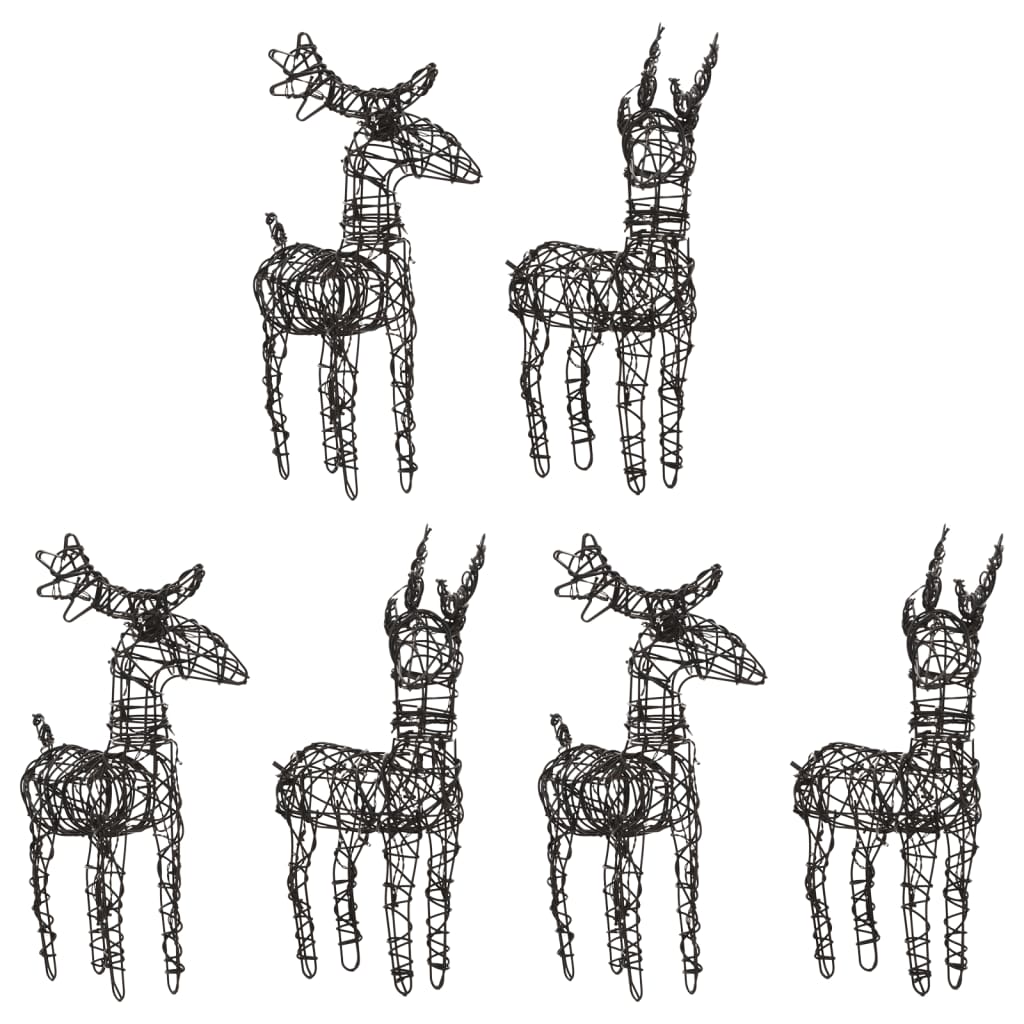 Vidaxl Christmas Decorations Reindeer 6 ST 240 LEDS RATTAN CHAUD BLANC