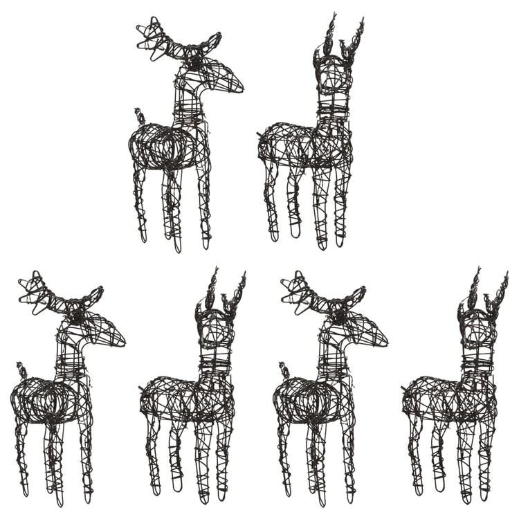 Vidaxl Christmas Decorations Reindeer 6 ST 240 LEDS RATTAN CHAUD BLANC