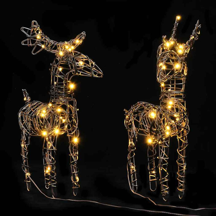 Vidaxl Christmas Decorations Reindeer 6 ST 240 LEDS RATTAN CHAUD BLANC