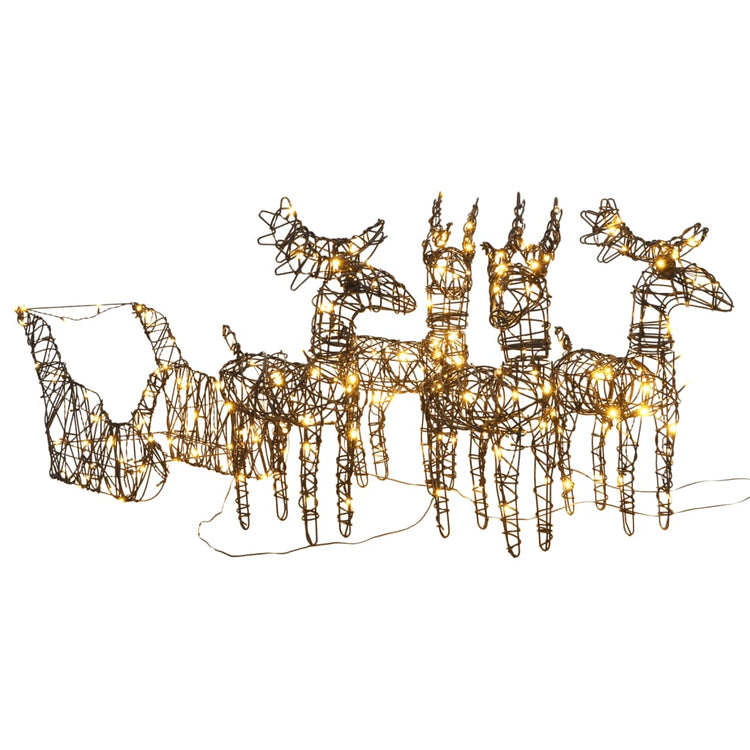 Vidaxl Christmas Decorations Reindeer and Sleds 240 LEDS RATTAN WHITE WHITE