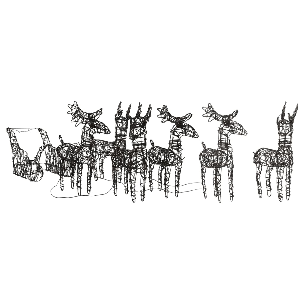 Vidaxl Christmas Decorations Reindeer and Sleds 320 LEDS RATTAN CHAUD BLANC