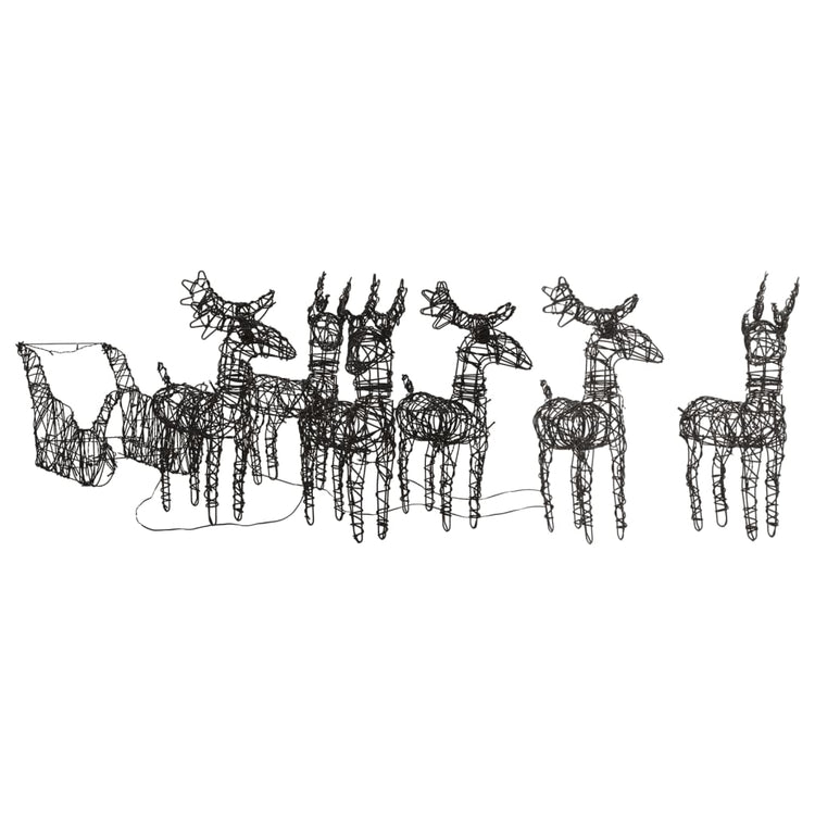 Vidaxl Christmas Decorations Reindeer and Sleds 320 LEDS RATTAN CHAUD BLANC
