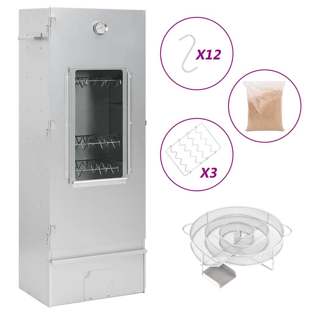 Fumoir BBQ Vidaxl avec générateur de fumée froide en acier galvanisé