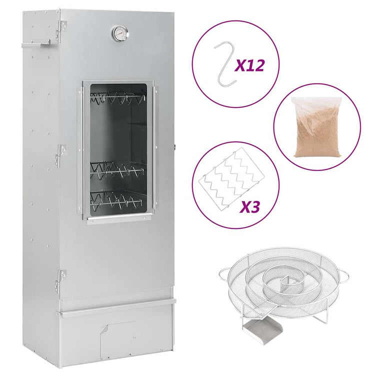 Fumoir BBQ Vidaxl avec générateur de fumée froide en acier galvanisé