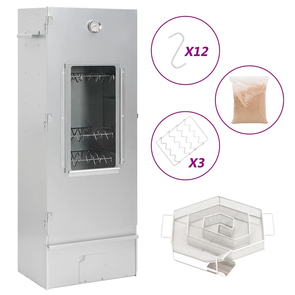 Fumoir BBQ Vidaxl avec générateur de fumée froide en acier galvanisé