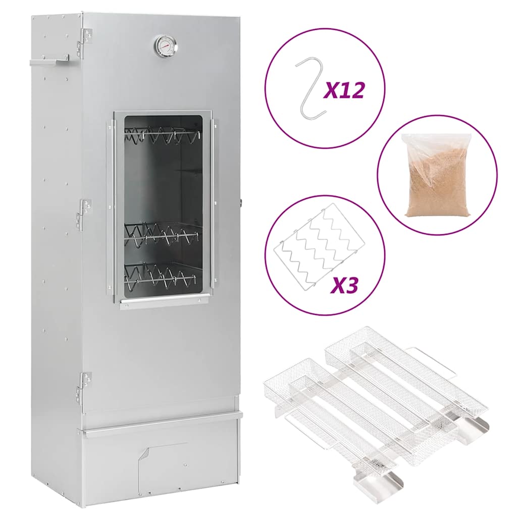 Fumoir BBQ Vidaxl avec générateur de fumée froide en acier galvanisé