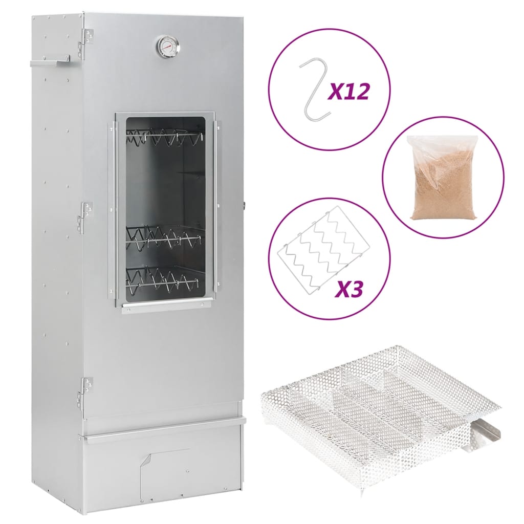 Fumoir BBQ Vidaxl avec générateur de fumée froide en acier galvanisé