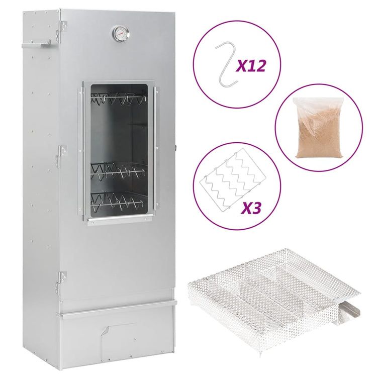 Fumoir BBQ Vidaxl avec générateur de fumée froide en acier galvanisé