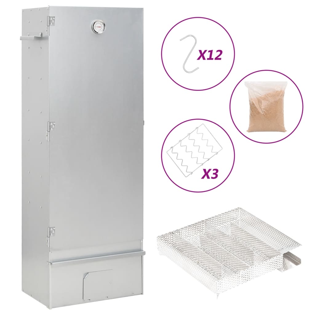 Fumoir BBQ Vidaxl avec générateur de fumée froide en acier galvanisé