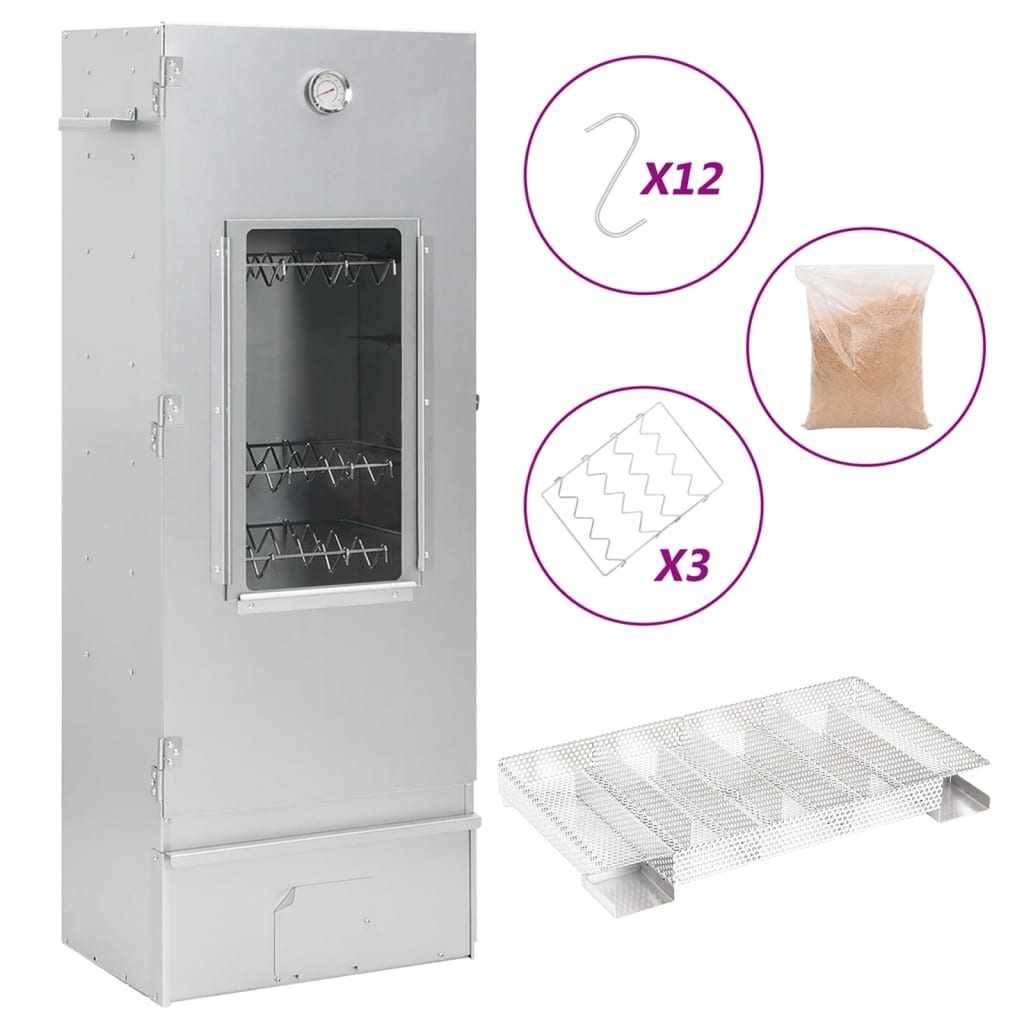 Fumoir BBQ Vidaxl avec générateur de fumée froide en acier galvanisé