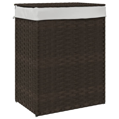 Panier à linge Vidaxl avec couvercle 46x33x60 cm en brun foncé en rotin