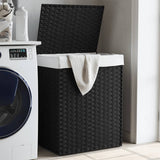 Panier à laverie Vidaxl avec couvercle 46x33x60 cm Poly Rattan Black - afbeelding 1