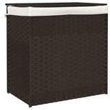 Panier à linge Vidaxl avec 2 compartiments 53x35x57 cm en brun foncé en poly rattan - afbeelding 2