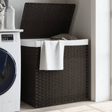 Panier à linge Vidaxl avec 2 compartiments 53x35x57 cm en brun foncé en poly rattan - afbeelding 1