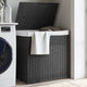 Panier à laverie Vidaxl avec 2 compartiments 53x35x57 cm Gray Poly Rattan