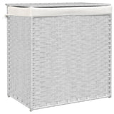 Panier à linge Vidaxl avec 2 compartiments 53x35x57 cm Poly Rattan blanc - afbeelding 2