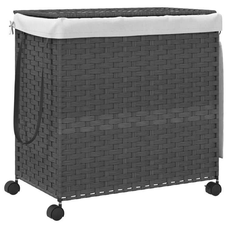 Panier à laverie Vidaxl sur roues 60x35x60,5 cm Gray rotin