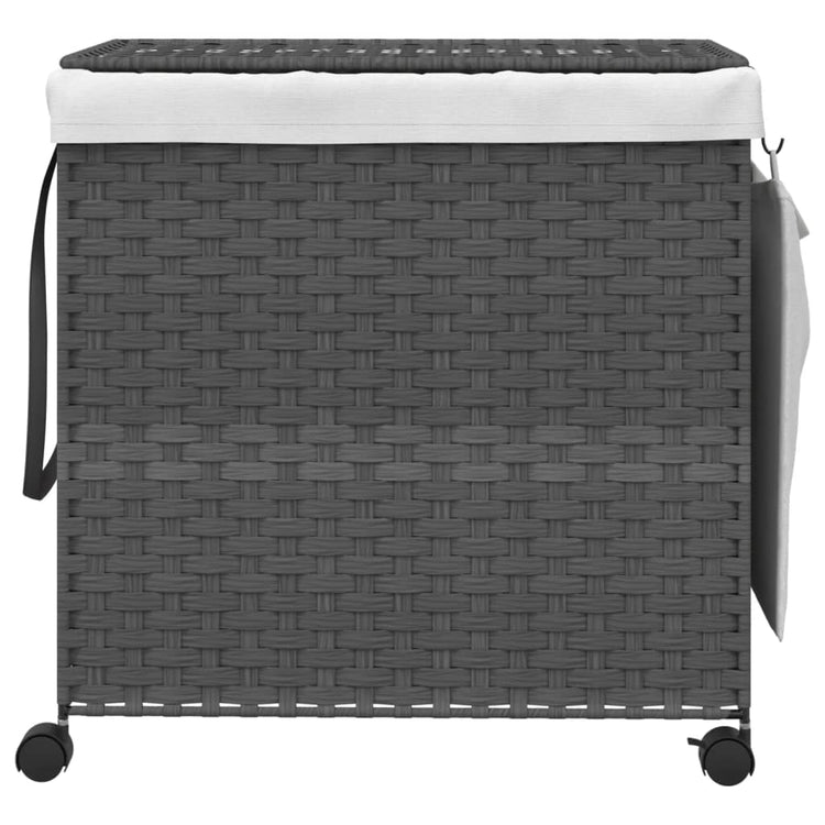 Panier à laverie Vidaxl sur roues 60x35x60,5 cm Gray rotin