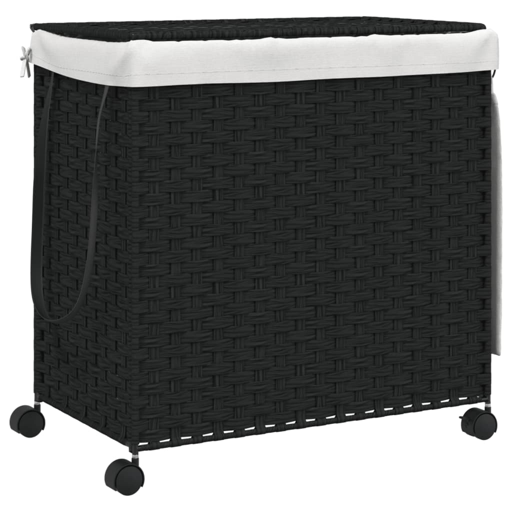 Panier à laverie Vidaxl sur roues 60x35x60,5 cm Black