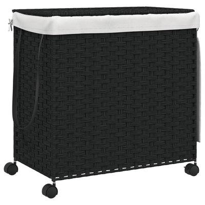 Panier à laverie Vidaxl sur roues 60x35x60,5 cm Black