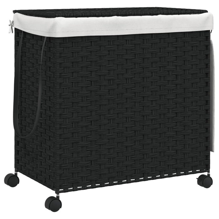 Panier à laverie Vidaxl sur roues 60x35x60,5 cm Black
