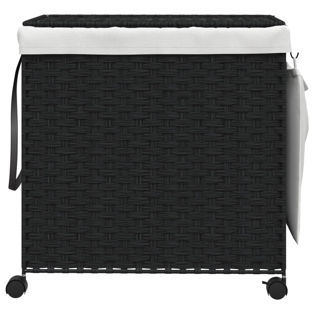 Panier à laverie Vidaxl sur roues 60x35x60,5 cm Black