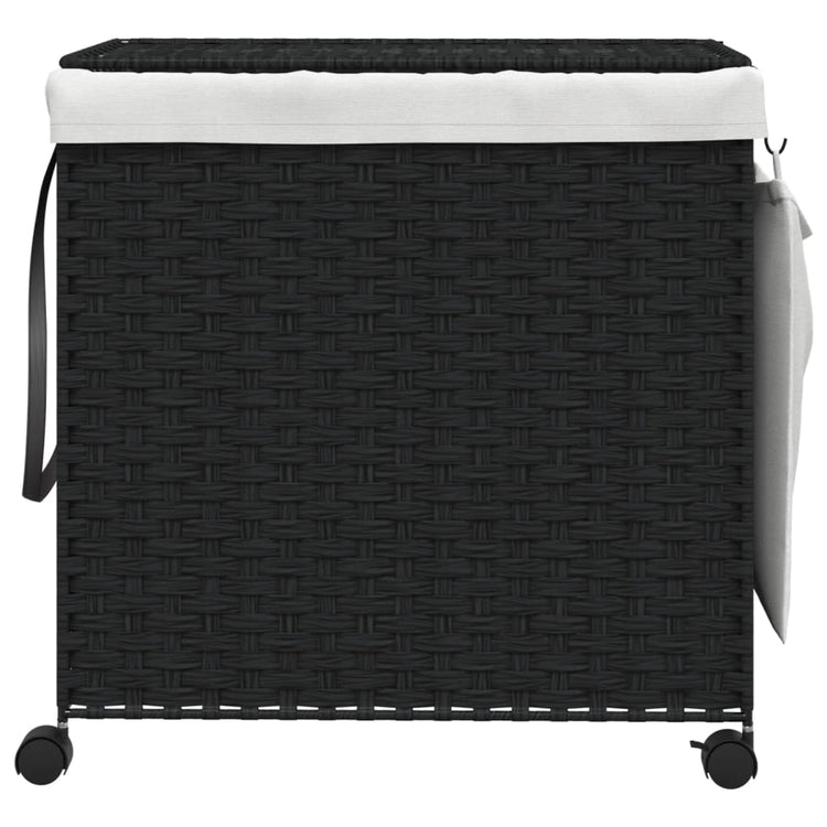 Panier à laverie Vidaxl sur roues 60x35x60,5 cm Black