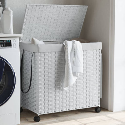 Panier à linge Vidaxl sur roues 60x35x60,5 cm Roard blanc