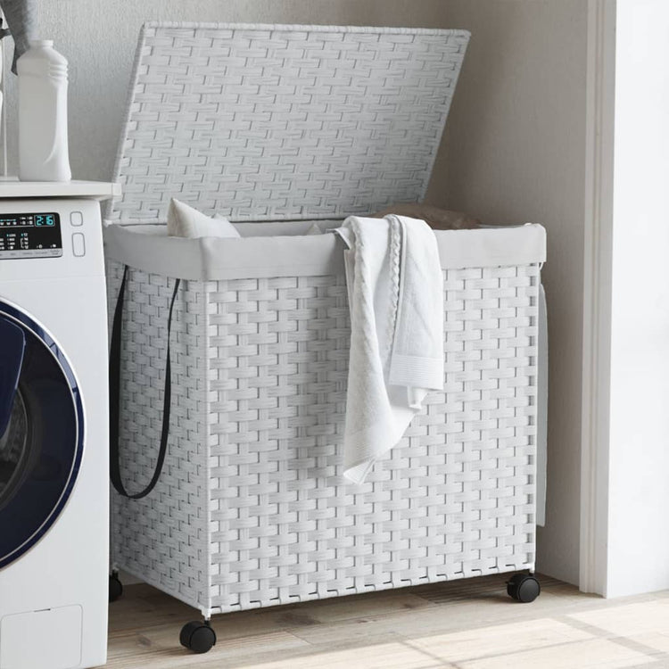 Panier à linge Vidaxl sur roues 60x35x60,5 cm Roard blanc