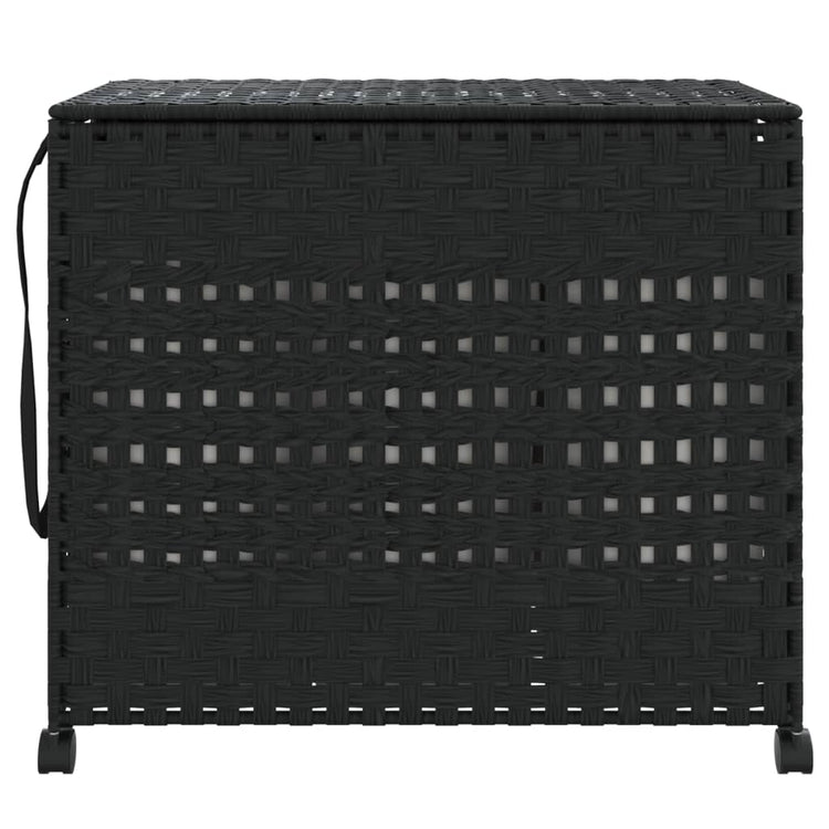 Panier à laverie Vidaxl sur roues 66x35x60 cm noir rotin