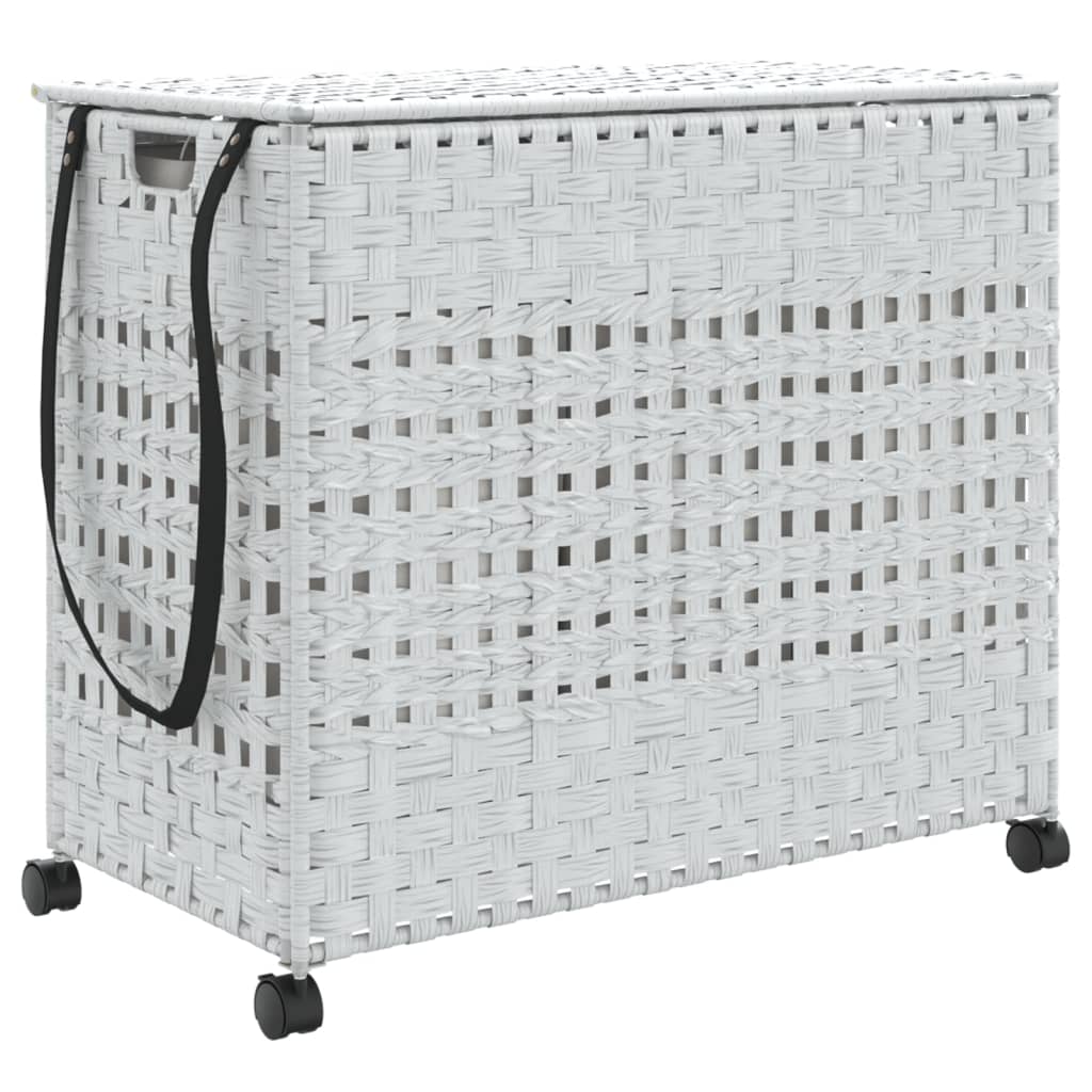 Panier de blanchisserie Vidaxl sur roues 66x35x60 cm blanc rotin