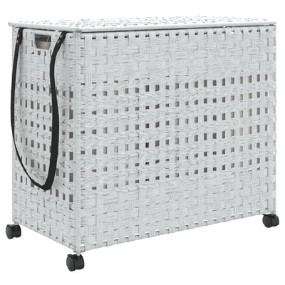 Panier de blanchisserie Vidaxl sur roues 66x35x60 cm blanc rotin