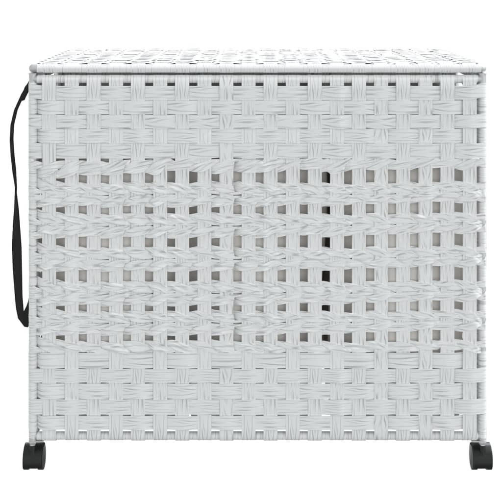 Panier de blanchisserie Vidaxl sur roues 66x35x60 cm blanc rotin