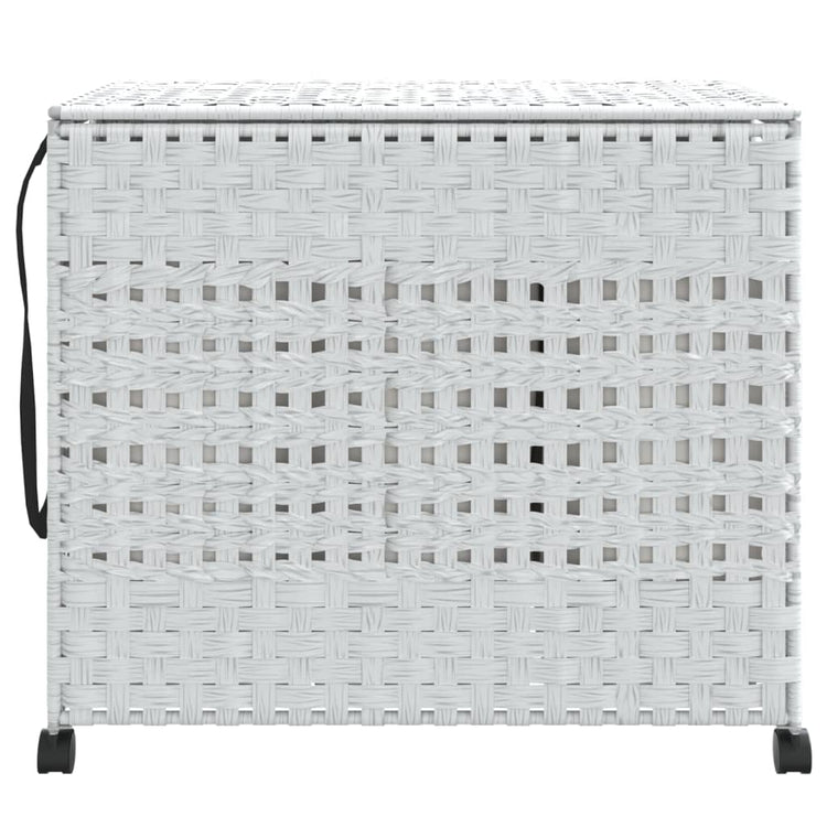 Panier de blanchisserie Vidaxl sur roues 66x35x60 cm blanc rotin