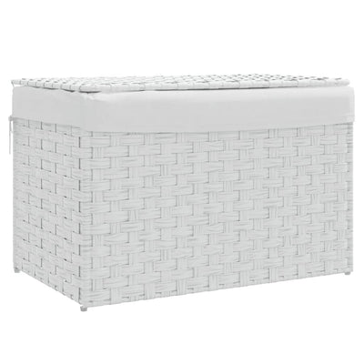 Panier à linge Vidaxl avec couvercle 55,5x35x34 cm Poly Rattan blanc
