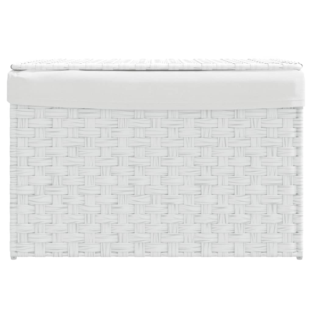 Panier à linge Vidaxl avec couvercle 55,5x35x34 cm Poly Rattan blanc
