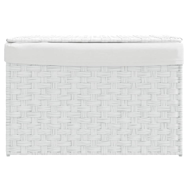 Panier à linge Vidaxl avec couvercle 55,5x35x34 cm Poly Rattan blanc