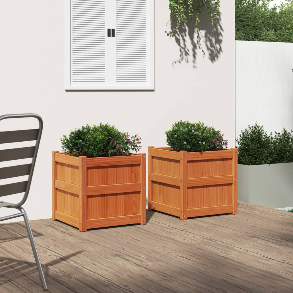 Jardinières vidaxl 2 pc cm en pin massif lavage brun