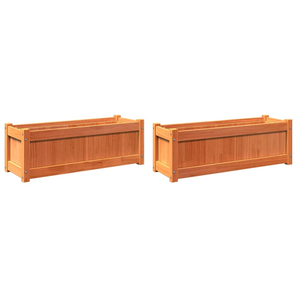 Jardinières vidaxl 2 pc cm en pin massif lavage brun