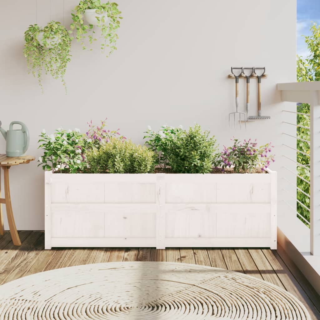 Vidaxl planteur 150x50x50 cm de pin solide blanc