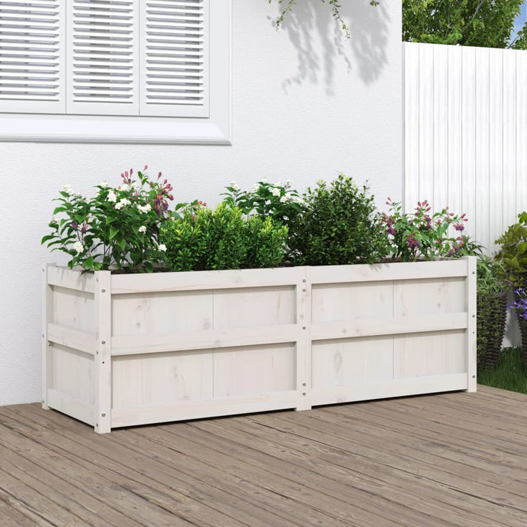 Vidaxl planteur 150x50x50 cm de pin solide blanc