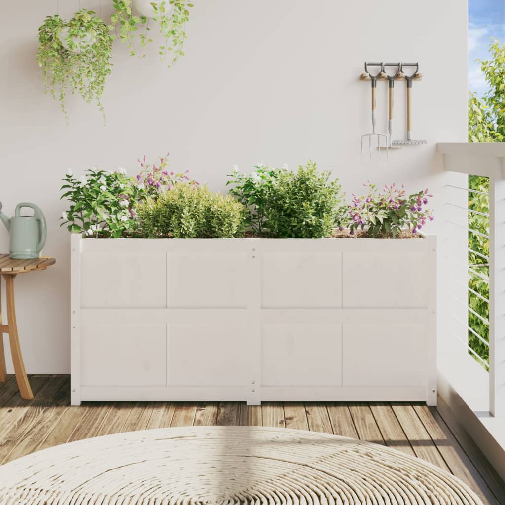 Vidaxl planteur 150x50x70 cm en pin solide blanc