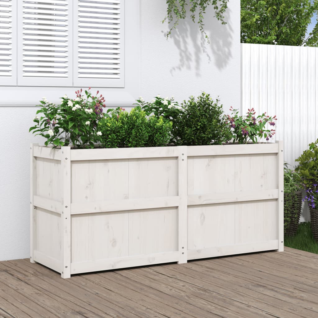 Vidaxl planteur 150x50x70 cm en pin solide blanc