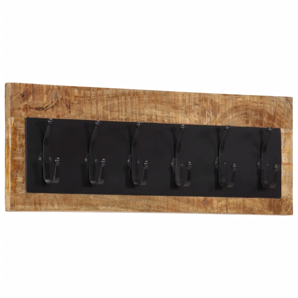 Rack de manteau mural vidaxl avec 6 crochets en bois de mangue solide