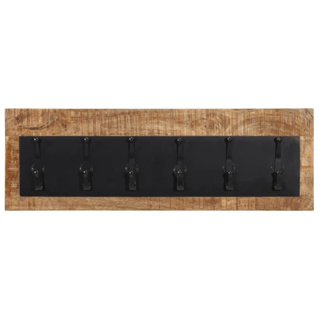 Rack de manteau mural vidaxl avec 6 crochets en bois de mangue solide