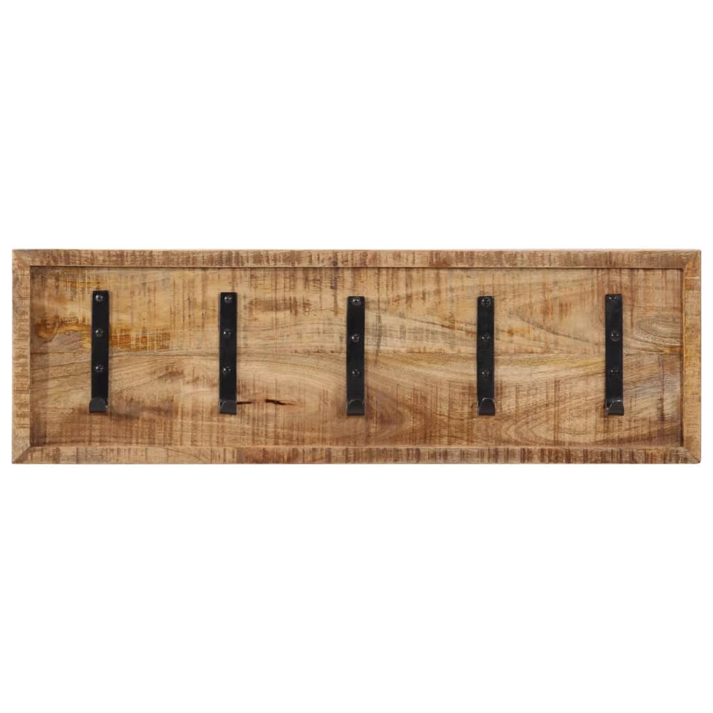 Rack de manteau mural vidaxl avec 5 crochets en bois de mangue solide